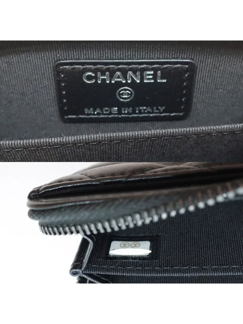 Chanel Ten Quilted Coin Case Lambskin Purse All Black